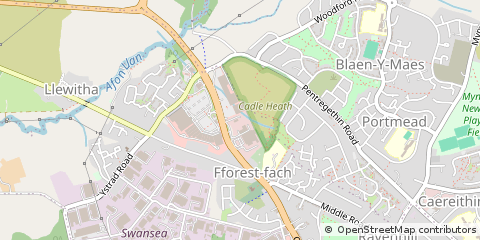 Map of Swansea, West Glamorgan
