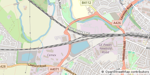 Map of Rugby, Warwickshire