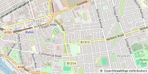 Map of Newcastle Upon Tyne, Tyne and Wear