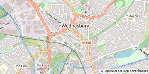 Map of Wednesbury, West Midlands