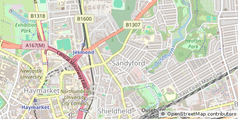 Map of Newcastle Upon Tyne, Tyne and Wear