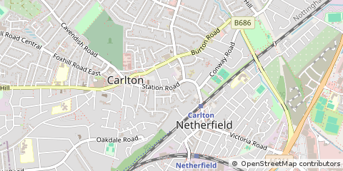Map of Nottingham, Nottinghamshire