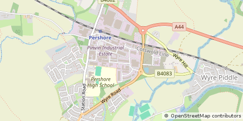Map of Pershore, Worcestershire
