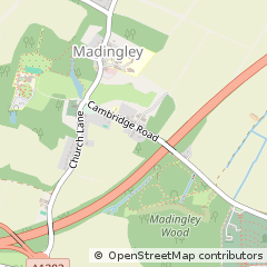 Map of Madingley, Cambridge, Cambridgeshire