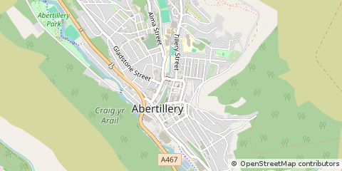 Map of Abertillery, Blaenau Gwent