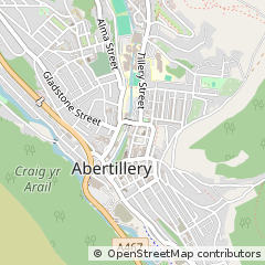 Map of Abertillery, Blaenau Gwent