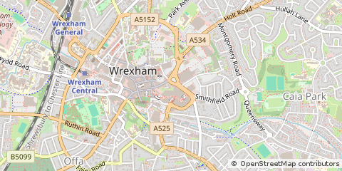 Map of Wrexham, Clwyd