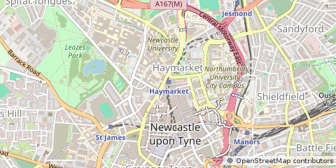 Map of Newcastle Upon Tyne, Tyne and Wear