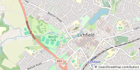 Map of Lichfield, Staffordshire
