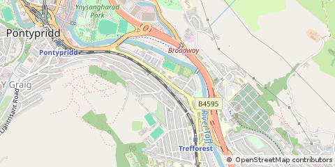 Map of Pontypridd, MID Glamorgan