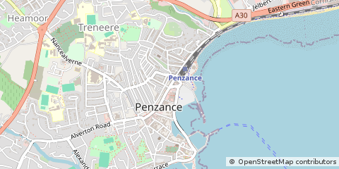 Map of Penzance, Cornwall