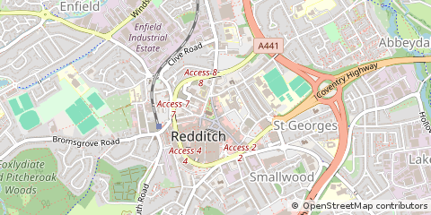 Map of Redditch, Worcestershire