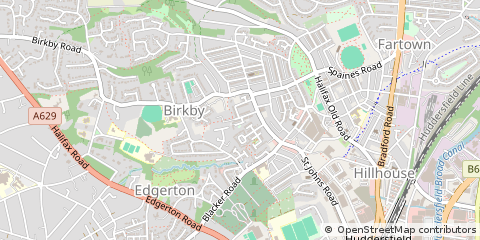 Map of Huddersfield, West Yorkshire