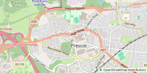 Map of Prescot, Merseyside