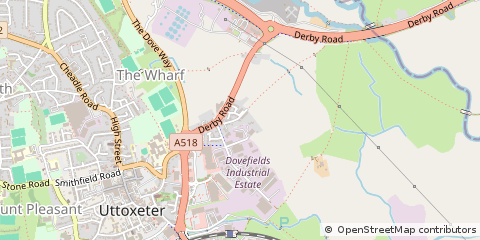 Map of Uttoxeter, Staffordshire