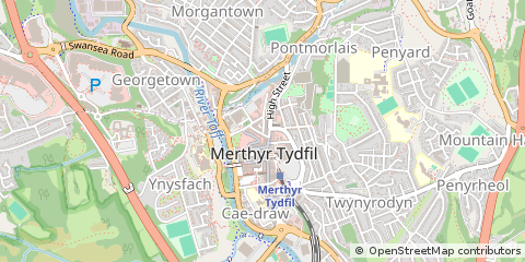 Map of Merthyr Tydfil, Mid Glamorgan