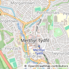 Map of Merthyr Tydfil, Mid Glamorgan
