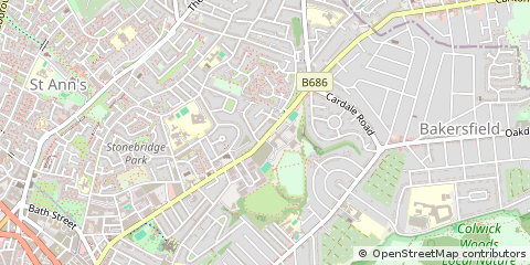 Map of Nottingham, Nottinghamshire
