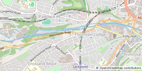 Map of Huddersfield, West Yorkshire