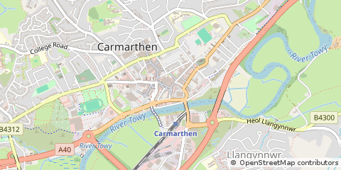 Map of Carmarthen, Carmarthenshire