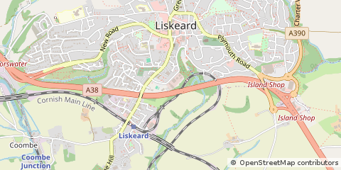 Map of Liskeard, Cornwall
