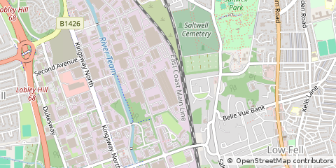 Map of Gateshead, Tyne & Wear