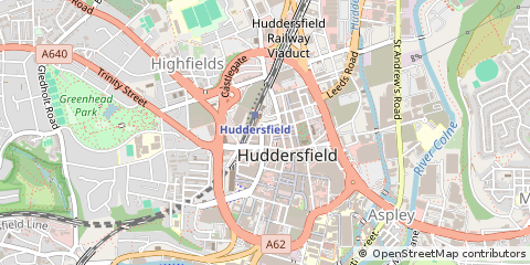Map of Huddersfield, West Yorkshire