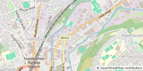Map of Huddersfield, West Yorkshire