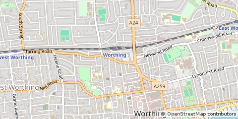 Map of Worthing, West Sussex