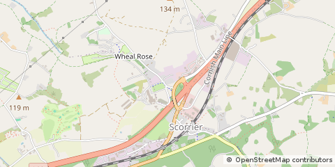 Map of Redruth, Cornwall