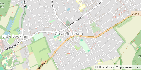 Map of Great Bookham, Surrey