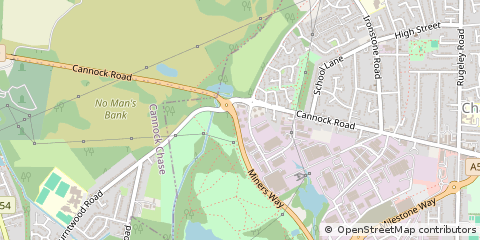 Map of Burntwood, Staffordshire