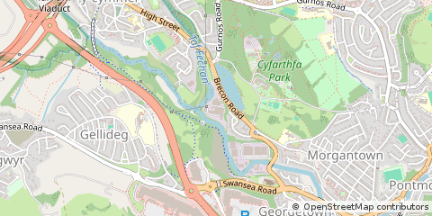 Map of Merthyr Tydfil, MID Glamorgan