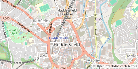 Map of Huddersfield, West Yorkshire