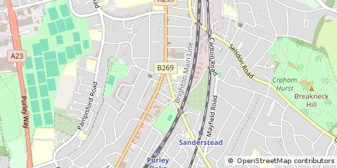 Map of South Croydon, Surrey