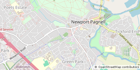 Map of Newport Pagnell, Buckinghamshire