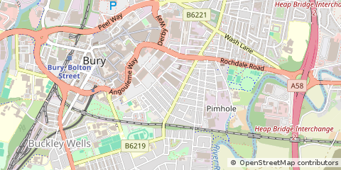 Map of Bury, Greater Manchester