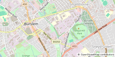 Map of Stoke on Trent, Staffordshire