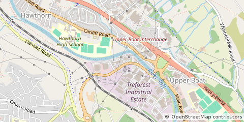 Map of Pontypridd, Rhondda Cynon Taff