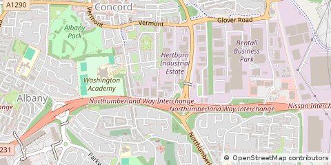 Map of Washington, Tyne & Wear