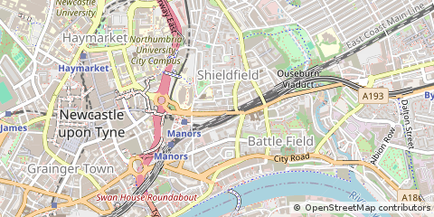 Map of Newcastle Upon Tyne, Tyne and Wear