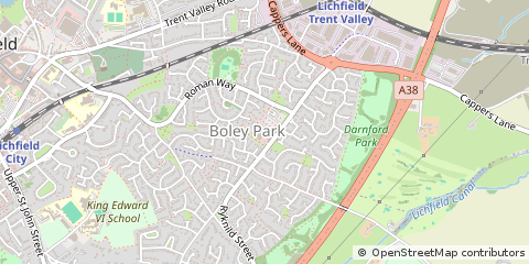 Map of Lichfield, Staffordshire