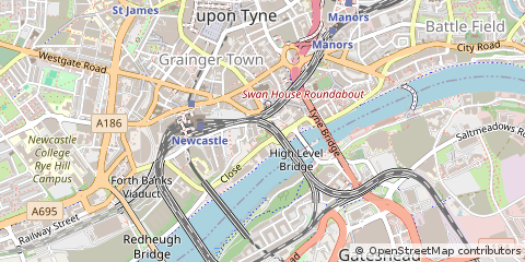 Map of Newcastle Upon Tyne, Northumberland