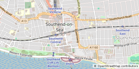 Map of Southend on SEA, Essex