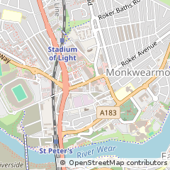 Map of Sunderland, Tyne and Wear