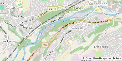 Map of Huddersfield, West Yorkshire