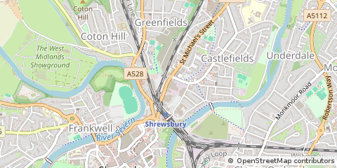 Map of Shrewsbury, Shropshire