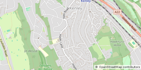 Map of Kenley, Surrey