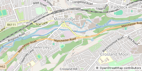 Map of Huddersfield, West Yorkshire