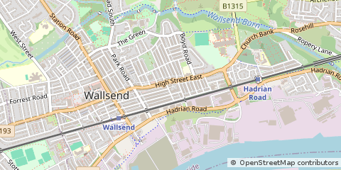 Map of Wallsend, Tyne and Wear